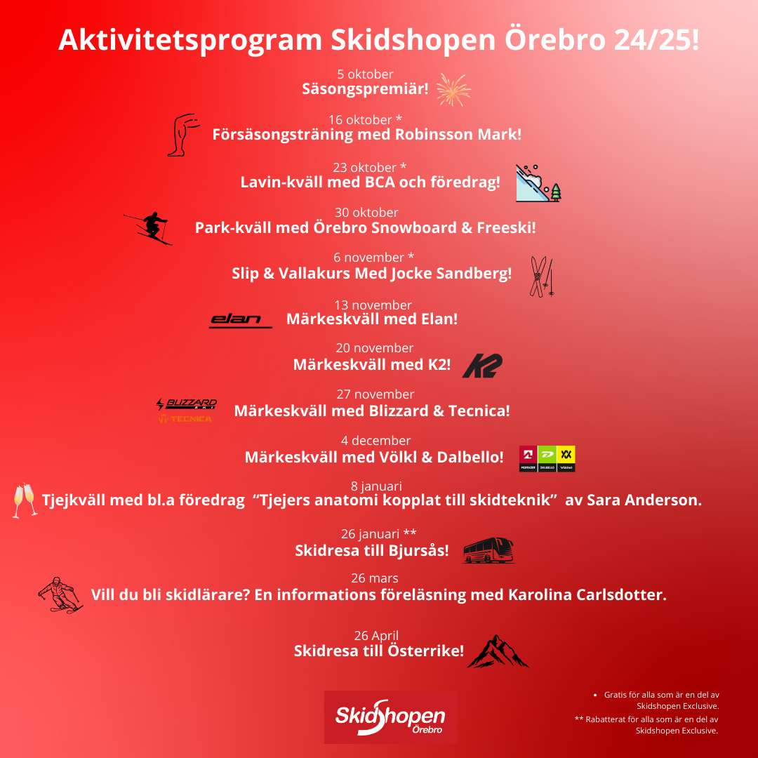 Aktiviteter säsongen 24/25!